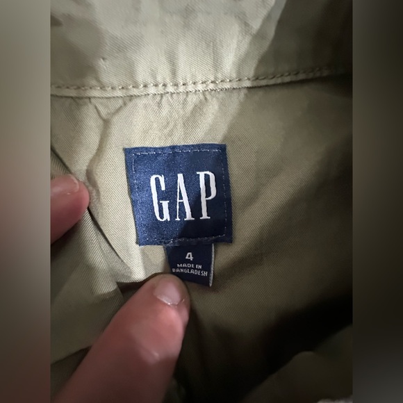 350 Gap Utility Jumpsuit Cargo short sleeve cinched waist army green womens sz 4 - Picture 10 of 11